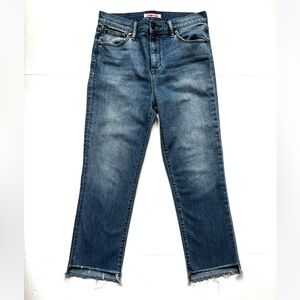 Johnny Was High Rise Raw Hem Cropped Jeans‎ Boho Stretchy Blue Women’s Size 28